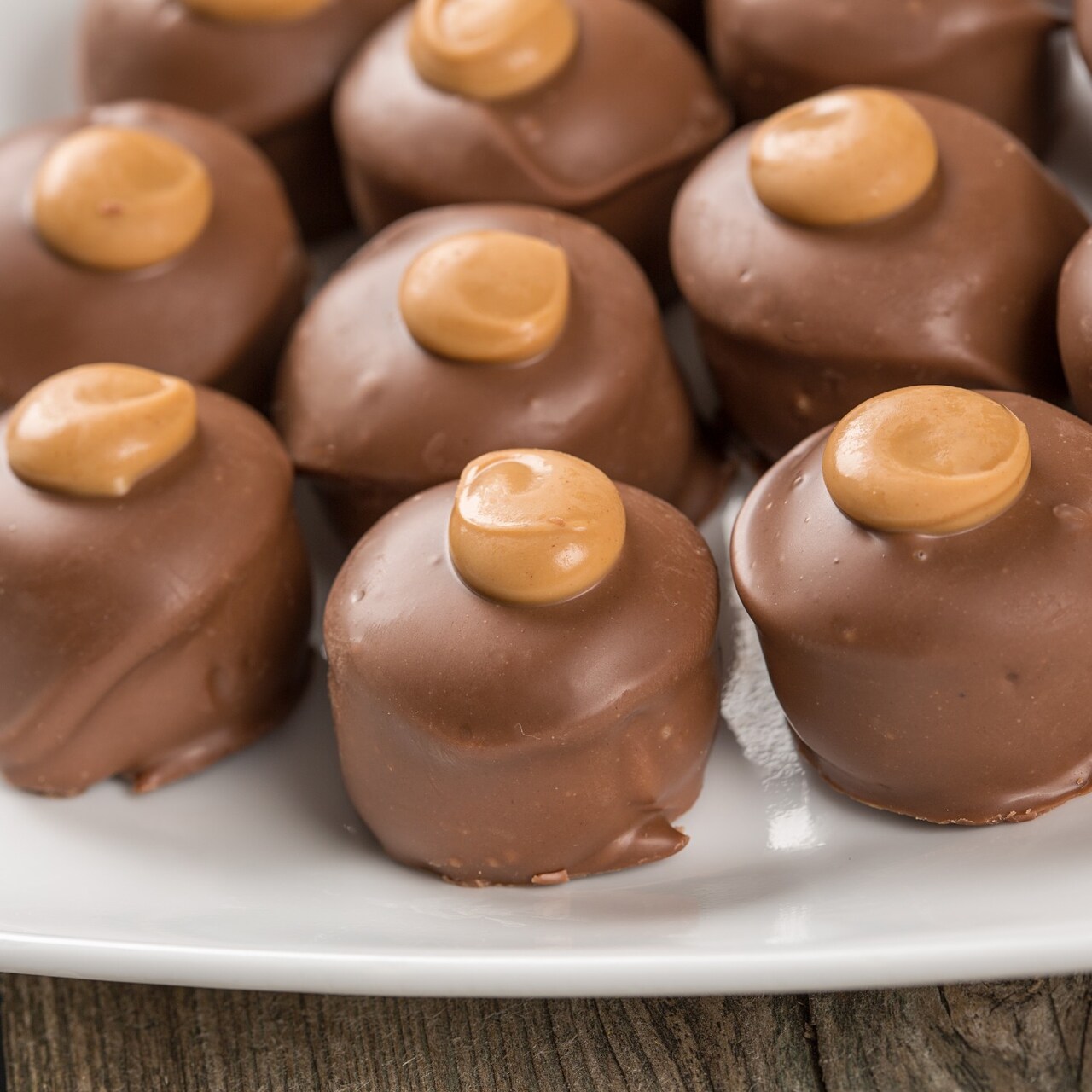 Coblentz Chocolate Buckeyes Candy Gift Box, Amish Country Hand Dipped Peanut Butter and Fudge, 15 Pieces, 8 ounces